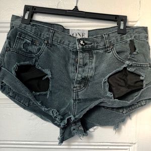 One Teaspoon Bandit Denim Shorts - Black